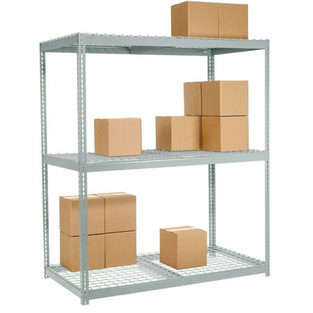 GLOBAL INDUSTRIAL 3 Shelf, Wide Boltless Shelving, 48inW x 36inD x 96inH, Wire Deck B2297176